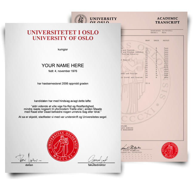 Fake Diploma & Transcript from Norway University