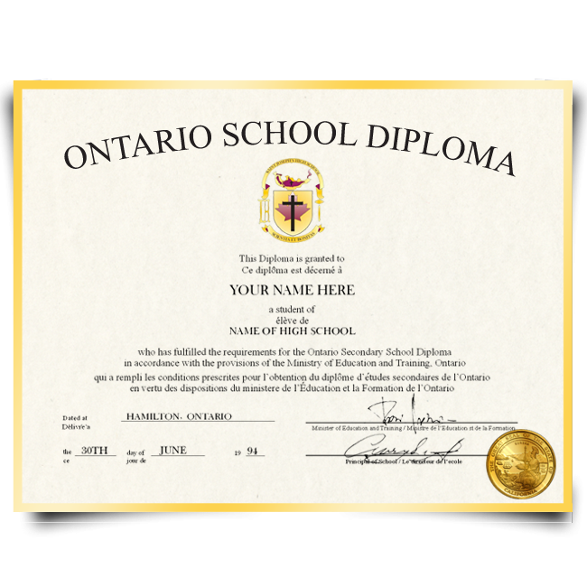Fake High School Diploma from Canada