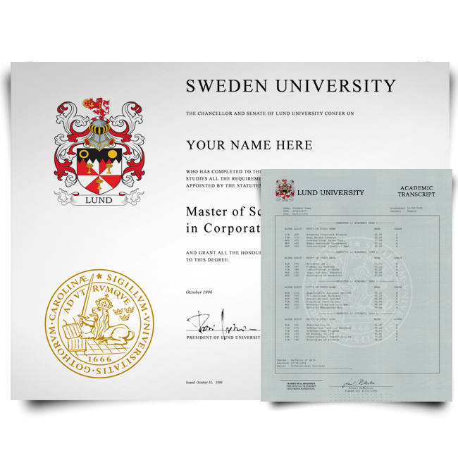 Fake Diploma & Transcript from Sweden University