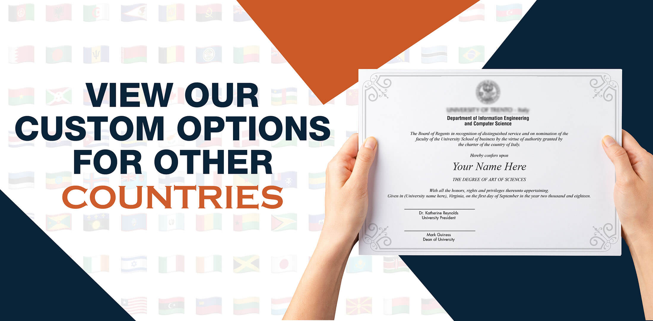 hands holding high quality realistic fake International degrees from Diploma Company Canada!