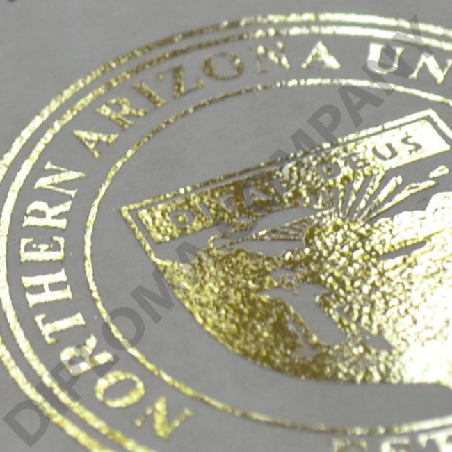 shiny gold seal on fake northern Arizona university diploma