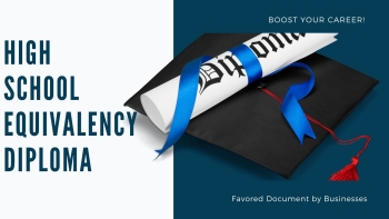 high school equivlency diploma on a graduate cap