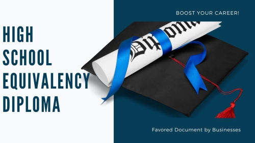 high school equivlency diploma on a graduate cap