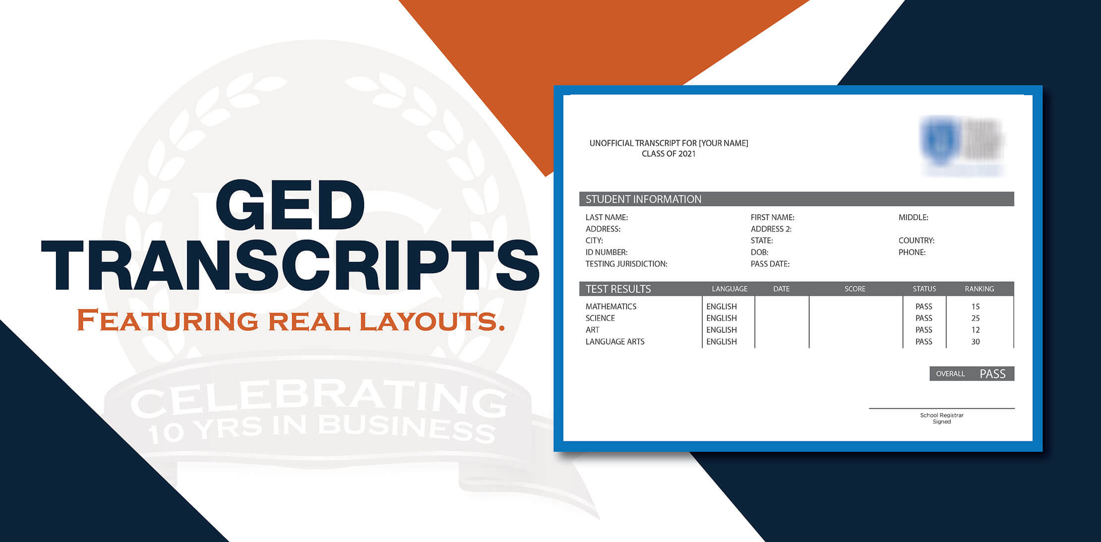 Fake GED Transcripts Buy fake GED transcripts with real classes! 100% custom-made, low price guarantee, and 100% satisfaction promise