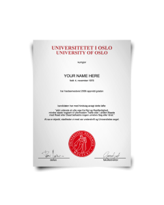 University of Oslo diploma from 1976 featuring official embossed red seal and signed by hand on premium diploma paper