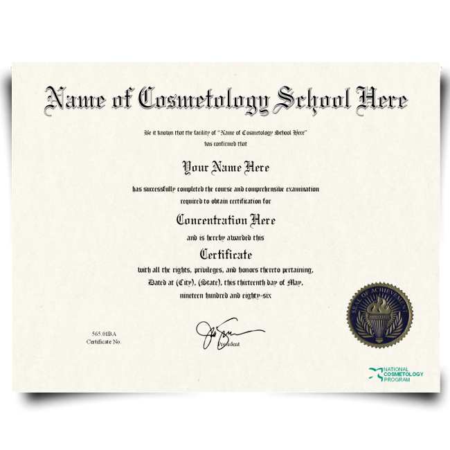 Fake Cosmetology Certificate