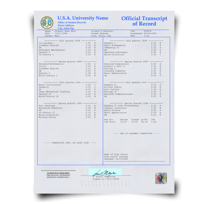 Fake Transcripts - FREE DOWNLOAD