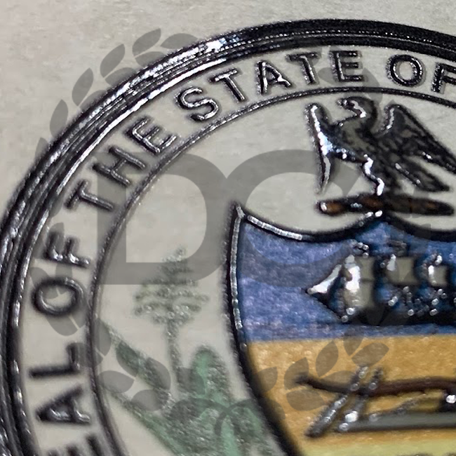 embossed seal on a fake Pennsylvania diploma