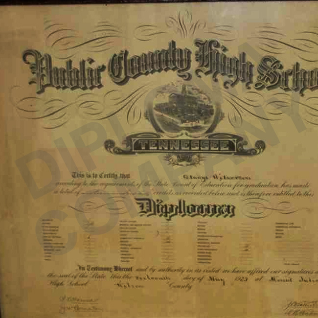 1923 Tennessee public high school diploma 1923 Tennessee public high school diploma
