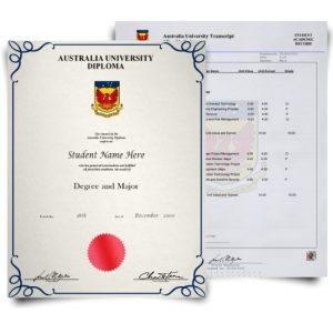 Australia University Diploma & Transcript Set