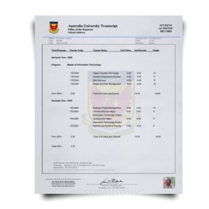 Australia University Transcript