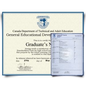 Canada GED Diploma & Transcript Set