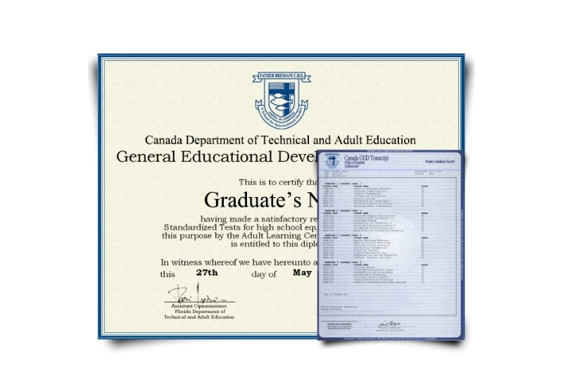 Canada GED Diploma & Transcript Set