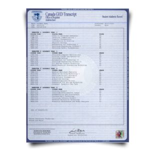 Canada GED Transcript