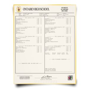 Canada High School Transcript