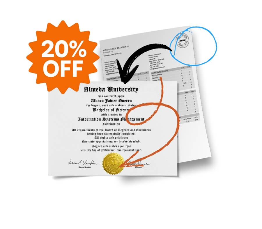 Matching college diploma and transcript sets