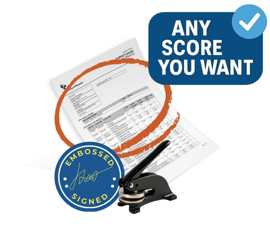 Replica college and university transcript layouts