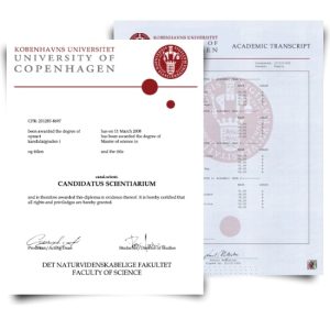 Denmark University Diploma & Transcript Set