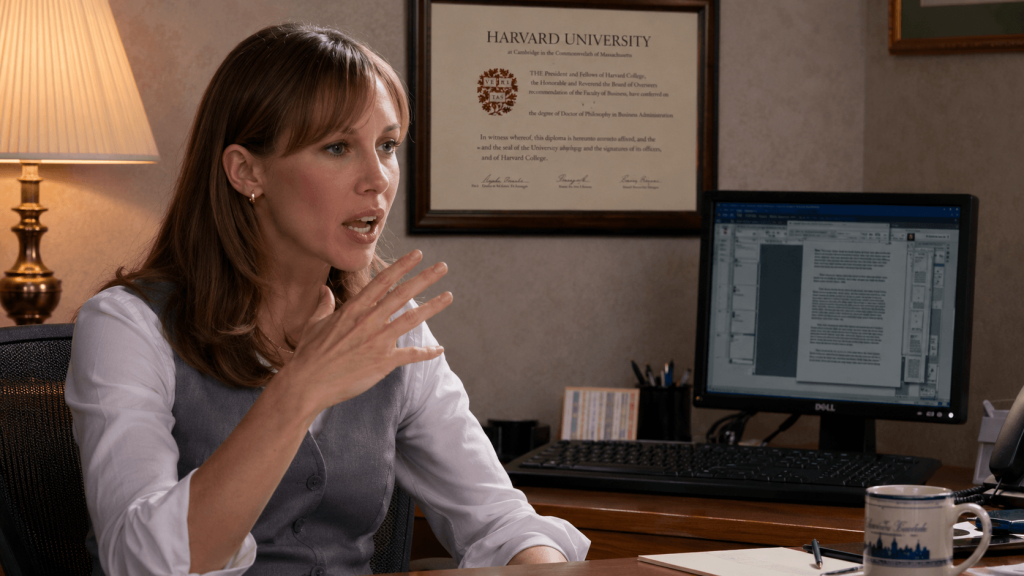 screenshot from 2006 hollywood movie THE DEPARTETED where a Harvard diploma is used as a prop for an important scene