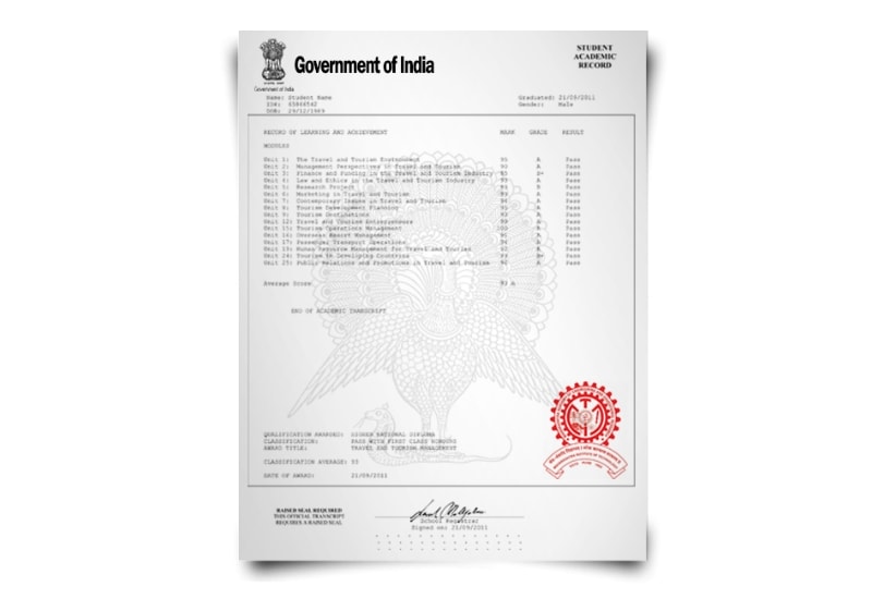India University Transcript