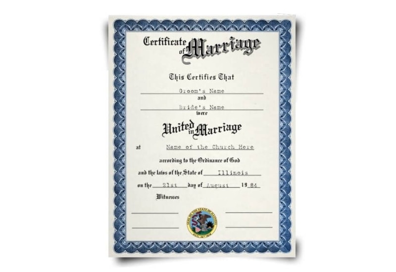replica certificate of marriage