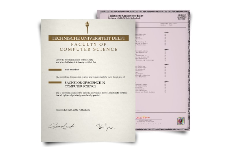 Netherlands University Diploma & Transcript Set