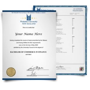 New Zealand University Diploma & Transcript Set
