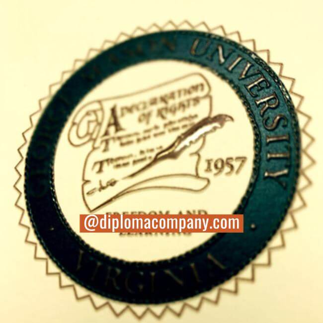 Raised embossed gold and green seal on replica university diploma showing multi-layer depth