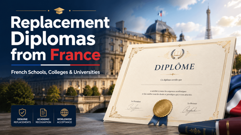 replacement and replica diplomas for France at Diploma Company