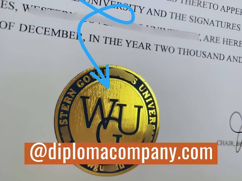 Replica Master’s diploma with raised gold WAU seal and printed text
