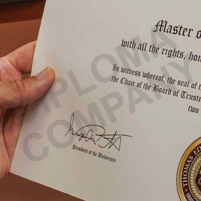 Thomas Edison State University diploma with embossed seal Thomas Edison State University diploma with gold and red embossed seal
