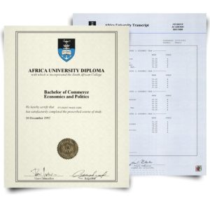 South Africa University Diploma & Transcript Set