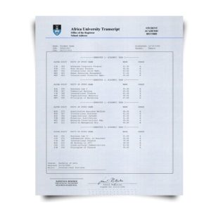 South Africa University Transcript