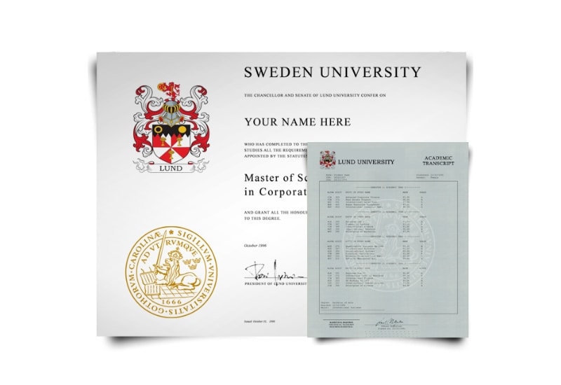 Sweden University Diploma & Transcript Set