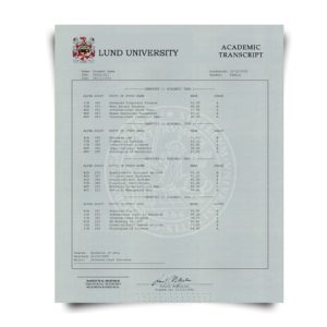 Sweden University Transcript