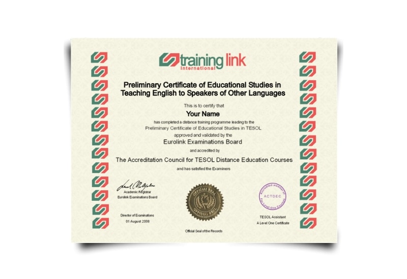 replica certificate of TESOL TEFL