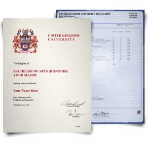 UK University Diploma & Transcript Set