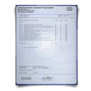 UK University Transcript