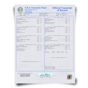 USA College Transcript