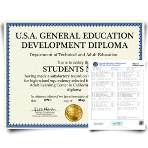 USA GED Diploma & Transcript Set