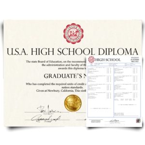 USA High School Diploma & Transcript Set
