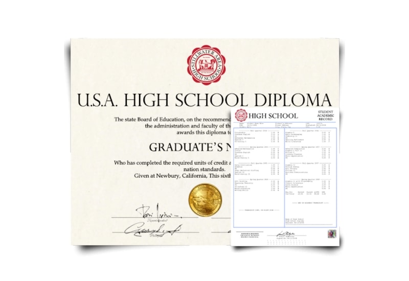 USA High School Diploma & Transcript Set