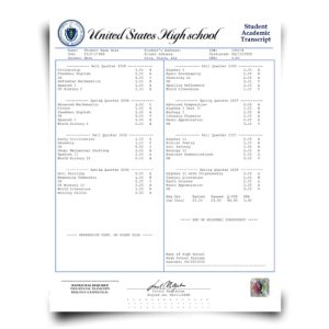 USA High School Transcript